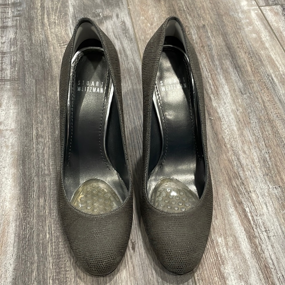 Stuart Weitzman Pumps Textured Brown Leather High Heels Shoes Women’s Size 8.5